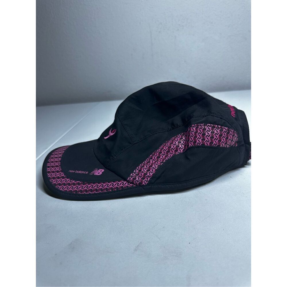 WOMENS NEW BALANCE BLACK/PINK ATHLETIC HAT RUNNING CYCLING ADJUSTABLE